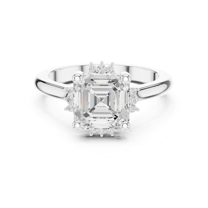 Asscher Halo Lab Grown Diamond Engagement Ring