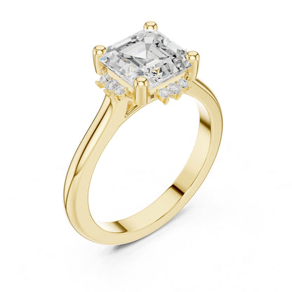 Asscher Halo Lab Grown Diamond Engagement Ring