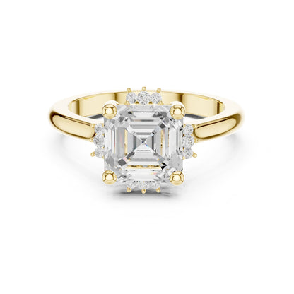 Asscher Halo Lab Grown Diamond Engagement Ring
