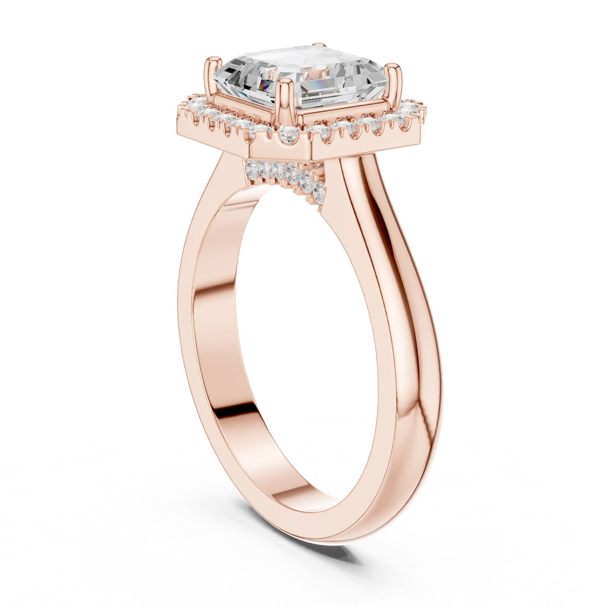 Asscher Halo Lab Grown Diamond Engagement Ring