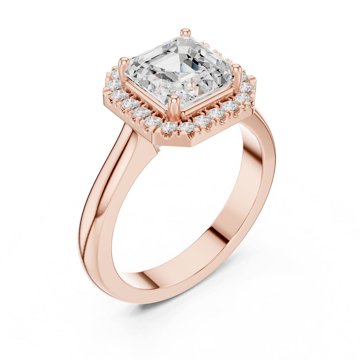 Asscher Halo Lab Grown Diamond Engagement Ring