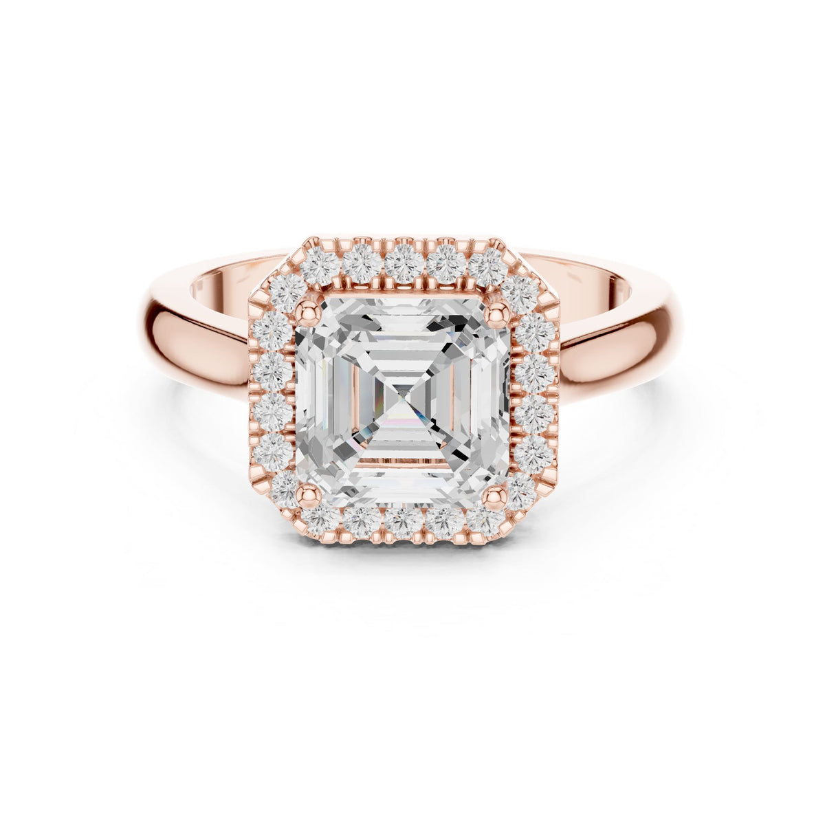 Asscher Halo Lab Grown Diamond Engagement Ring