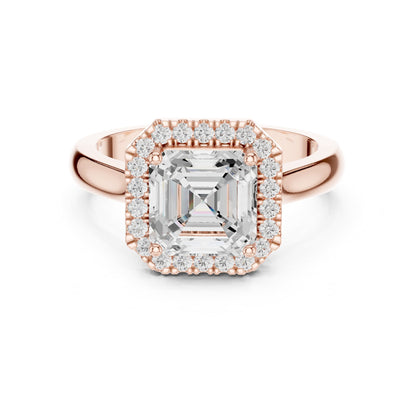 Asscher Halo Lab Grown Diamond Engagement Ring