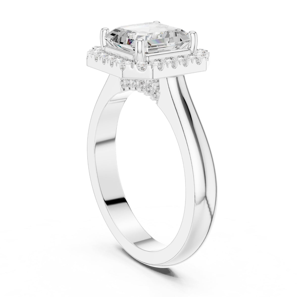 Asscher Halo Lab Grown Diamond Engagement Ring