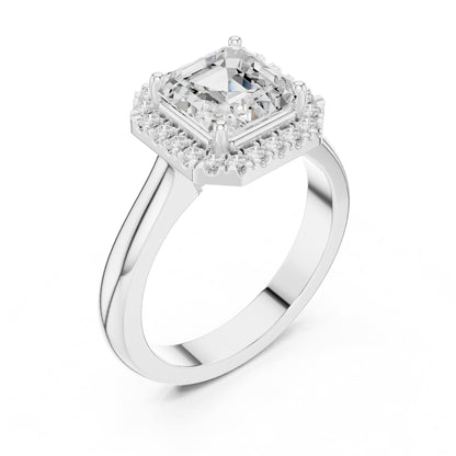 Asscher Halo Lab Grown Diamond Engagement Ring