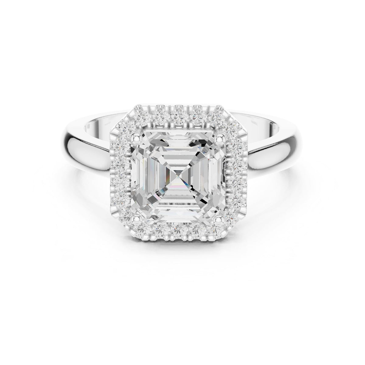 Asscher Halo Lab Grown Diamond Engagement Ring