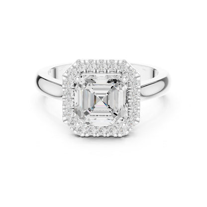 Asscher Halo Lab Grown Diamond Engagement Ring