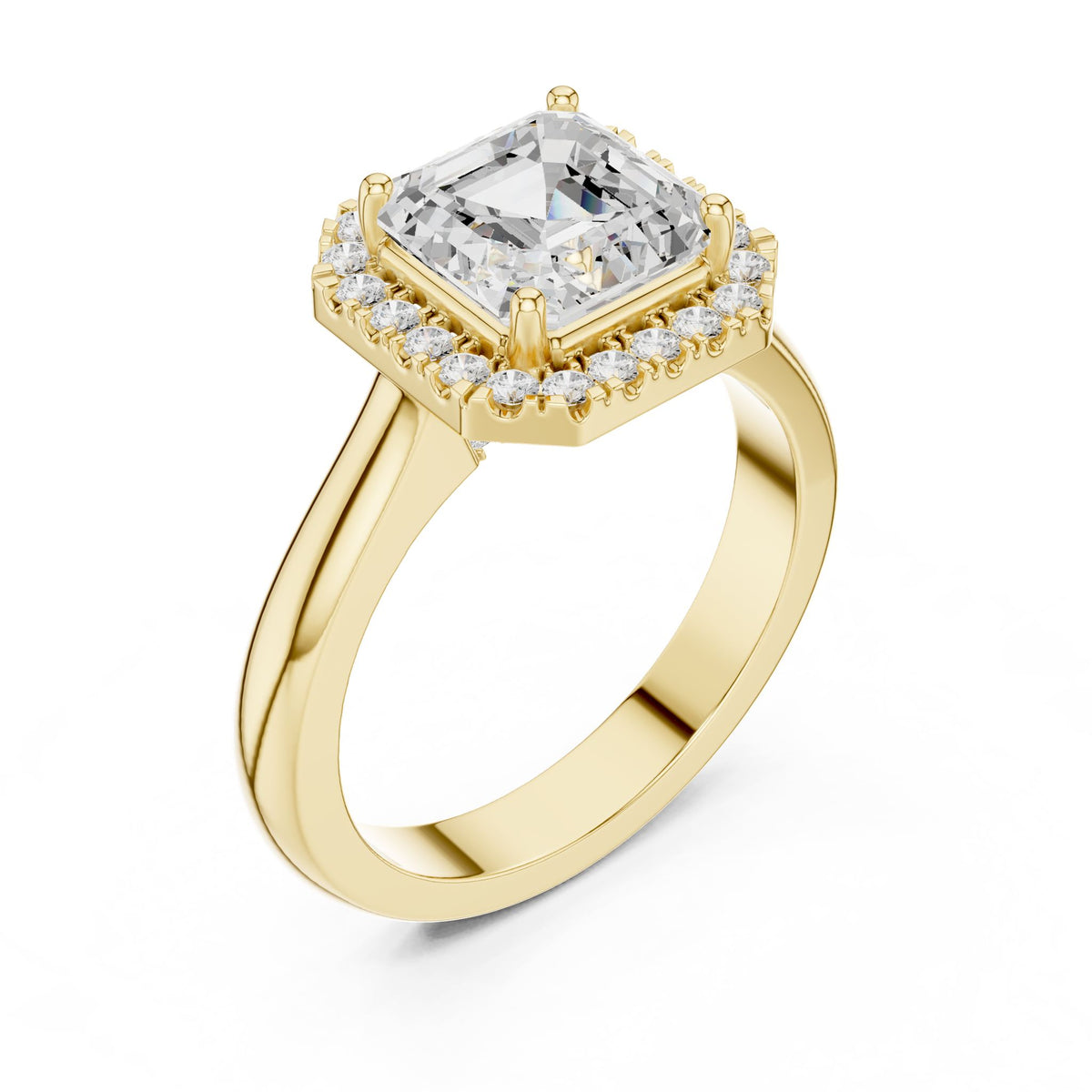 Asscher Halo Lab Grown Diamond Engagement Ring