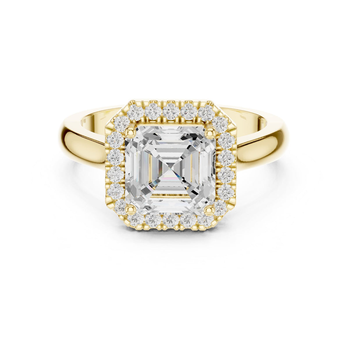 Asscher Halo Lab Grown Diamond Engagement Ring