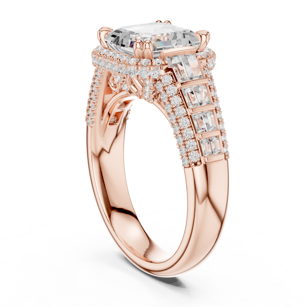 Asscher Halo Lab Grown Diamond Engagement Ring
