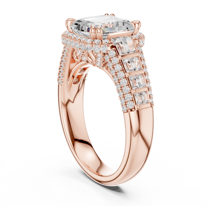 Asscher Halo Lab Grown Diamond Engagement Ring