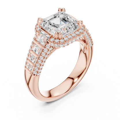 Asscher Halo Lab Grown Diamond Engagement Ring