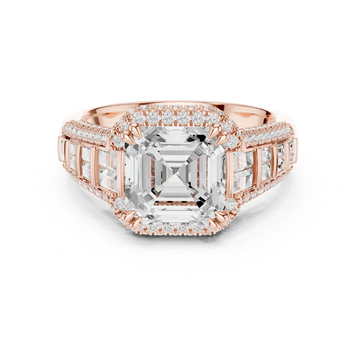 Asscher Halo Lab Grown Diamond Engagement Ring