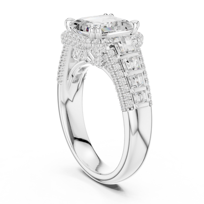 Asscher Halo Lab Grown Diamond Engagement Ring