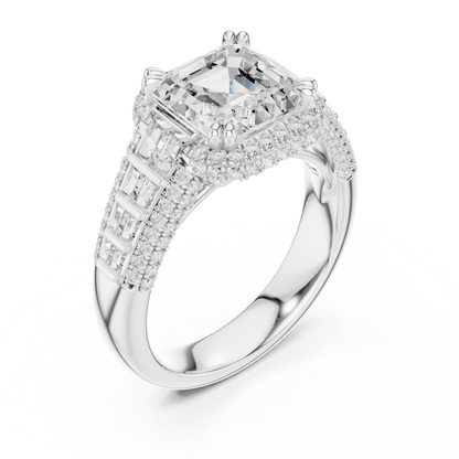 Asscher Halo Lab Grown Diamond Engagement Ring