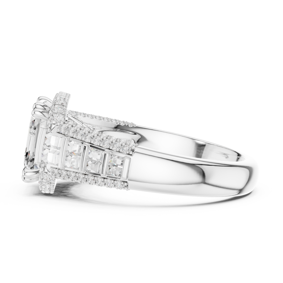 Asscher Halo Lab Grown Diamond Engagement Ring