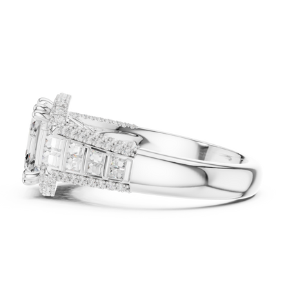 Asscher Halo Lab Grown Diamond Engagement Ring
