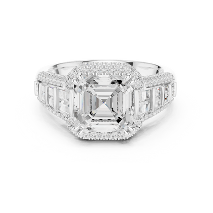 Asscher Halo Lab Grown Diamond Engagement Ring
