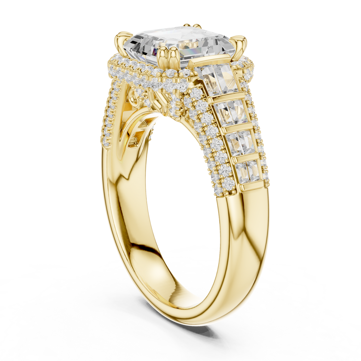 Asscher Halo Lab Grown Diamond Engagement Ring