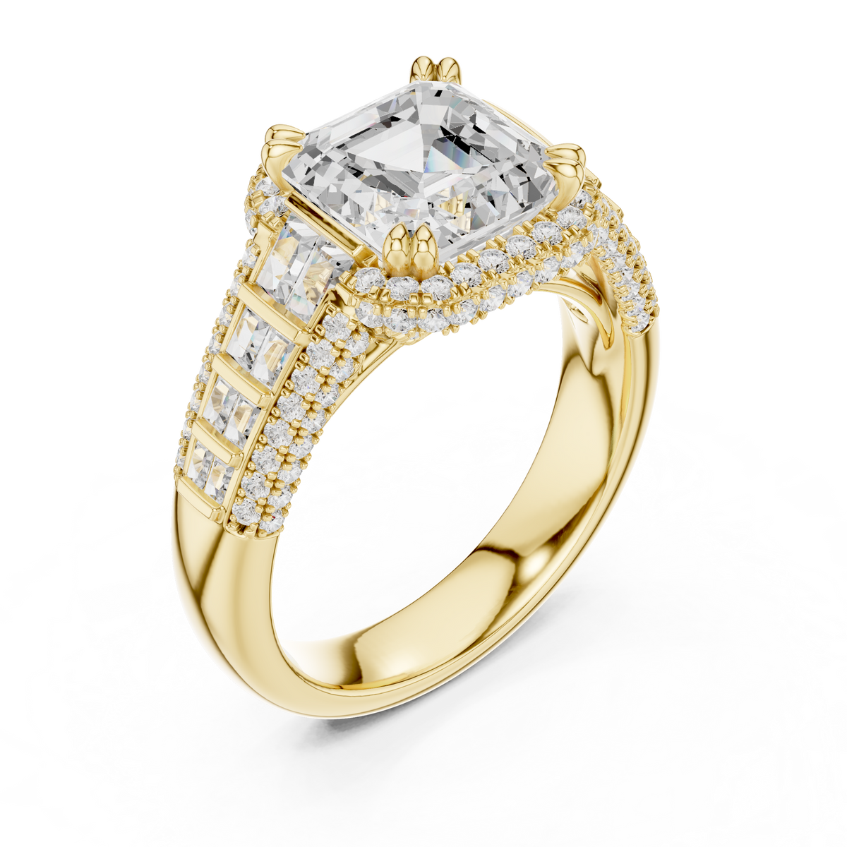 Asscher Halo Lab Grown Diamond Engagement Ring
