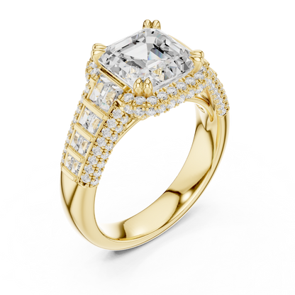 Asscher Halo Lab Grown Diamond Engagement Ring