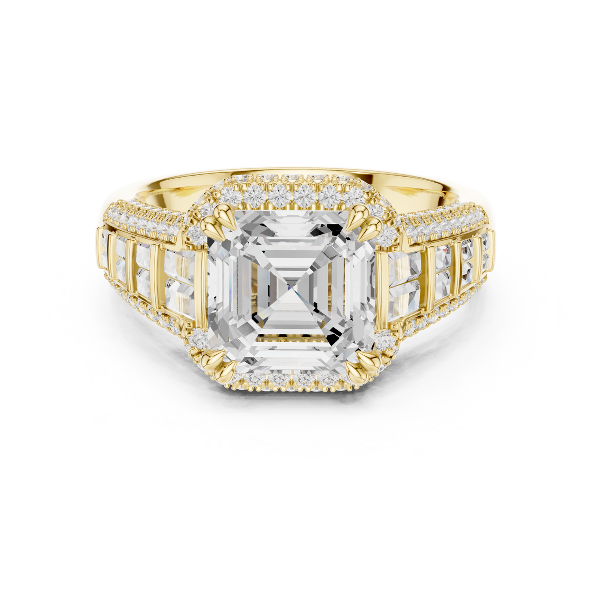 Asscher Halo Lab Grown Diamond Engagement Ring