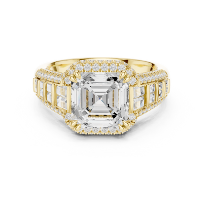 Asscher Halo Lab Grown Diamond Engagement Ring
