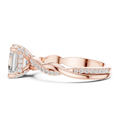 Asscher Hidden Halo Lab Grown Diamond Engagement Ring