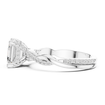 Asscher Hidden Halo Lab Grown Diamond Engagement Ring