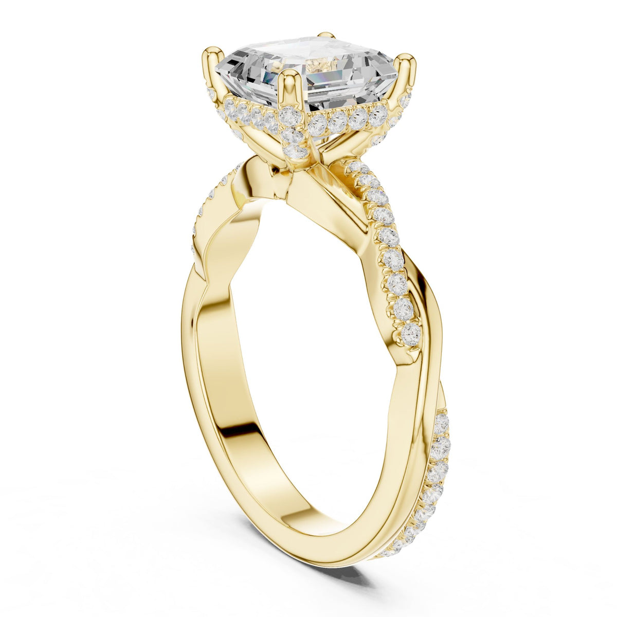 Asscher Hidden Halo Lab Grown Diamond Engagement Ring