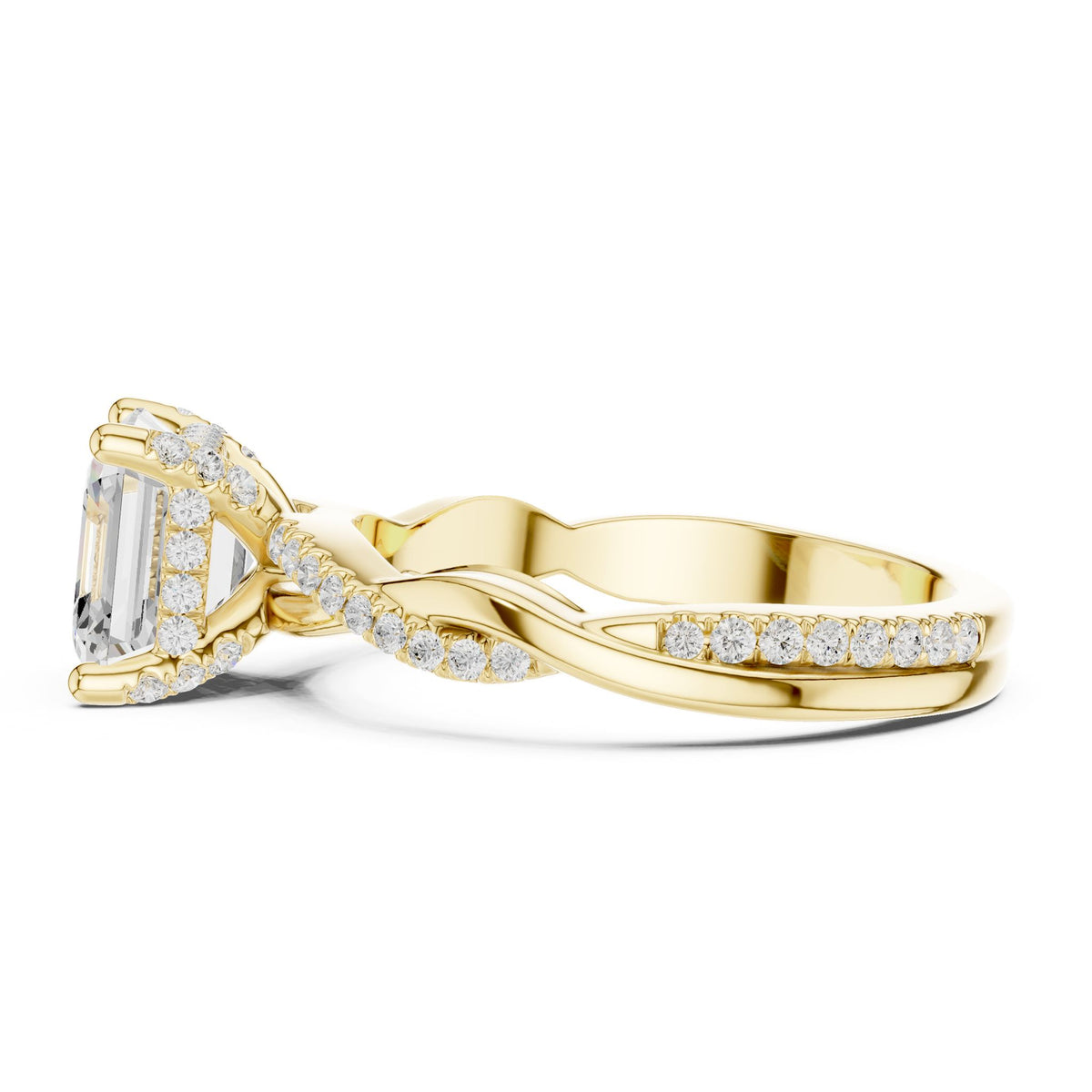 Asscher Hidden Halo Lab Grown Diamond Engagement Ring