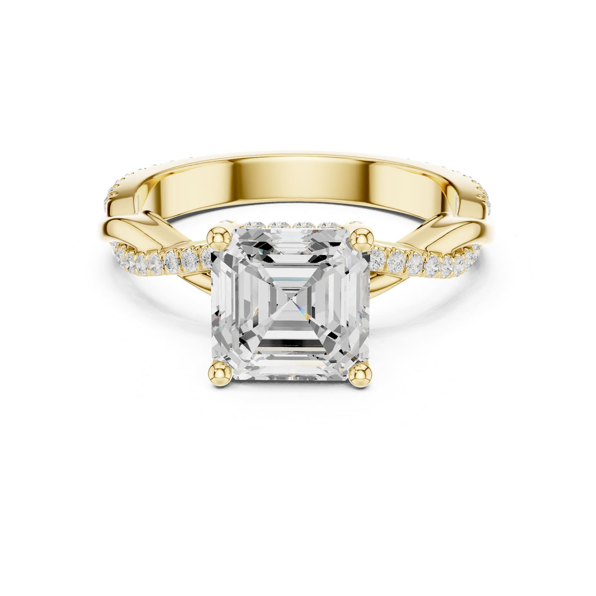 Asscher Hidden Halo Lab Grown Diamond Engagement Ring