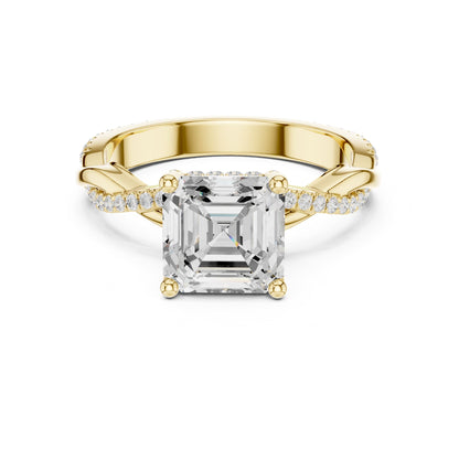 Asscher Hidden Halo Lab Grown Diamond Engagement Ring