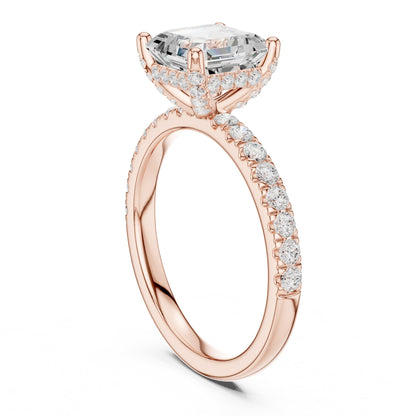 Asscher Hidden Halo Lab Grown Diamond Engagement Ring