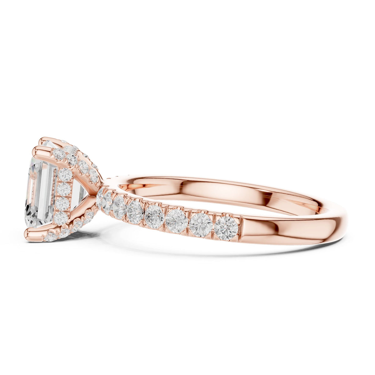 Asscher Hidden Halo Lab Grown Diamond Engagement Ring