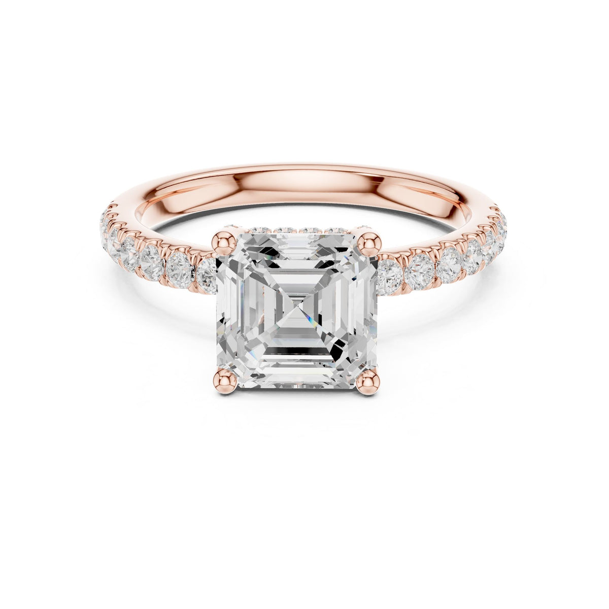 Asscher Hidden Halo Lab Grown Diamond Engagement Ring