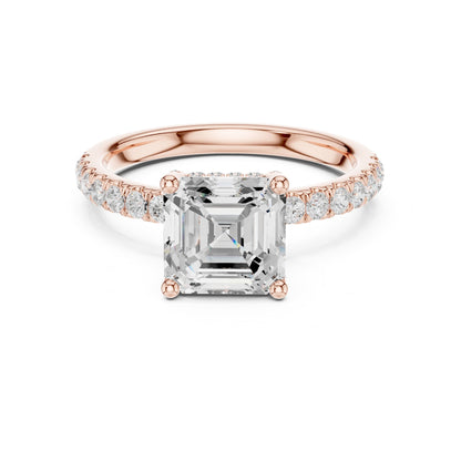 Asscher Hidden Halo Lab Grown Diamond Engagement Ring