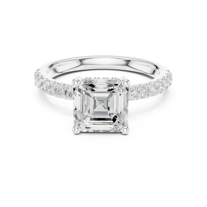 Asscher Hidden Halo Lab Grown Diamond Engagement Ring