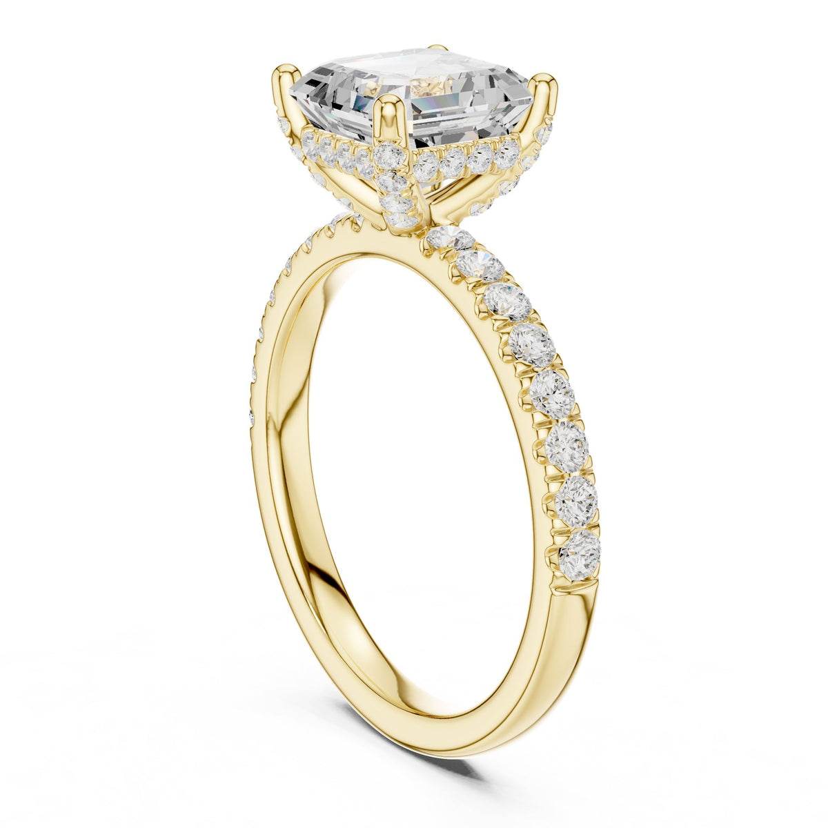 Asscher Hidden Halo Lab Grown Diamond Engagement Ring