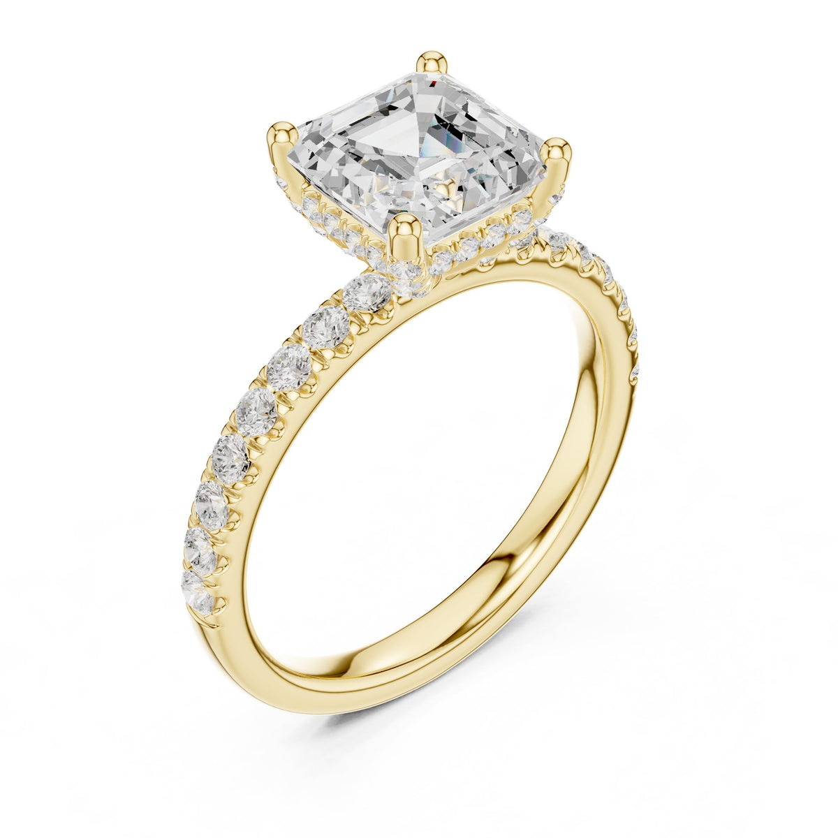Asscher Hidden Halo Lab Grown Diamond Engagement Ring