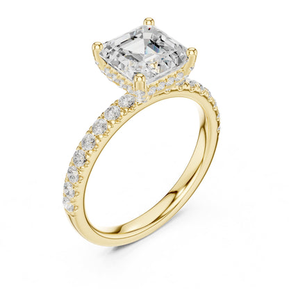 Asscher Hidden Halo Lab Grown Diamond Engagement Ring