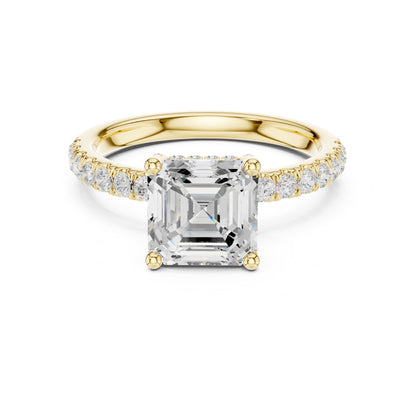 Asscher Hidden Halo Lab Grown Diamond Engagement Ring
