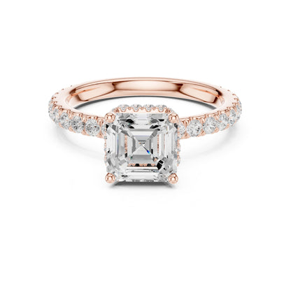 Asscher Hidden Halo Lab Grown Diamond Engagement Ring