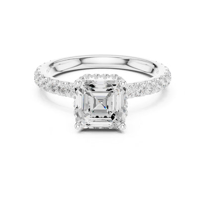 Asscher Hidden Halo Lab Grown Diamond Engagement Ring