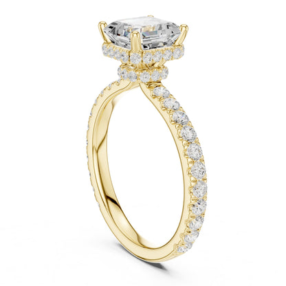 Asscher Hidden Halo Lab Grown Diamond Engagement Ring