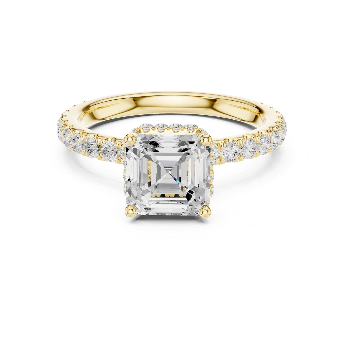 Asscher Hidden Halo Lab Grown Diamond Engagement Ring