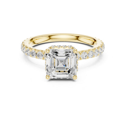 Asscher Hidden Halo Lab Grown Diamond Engagement Ring