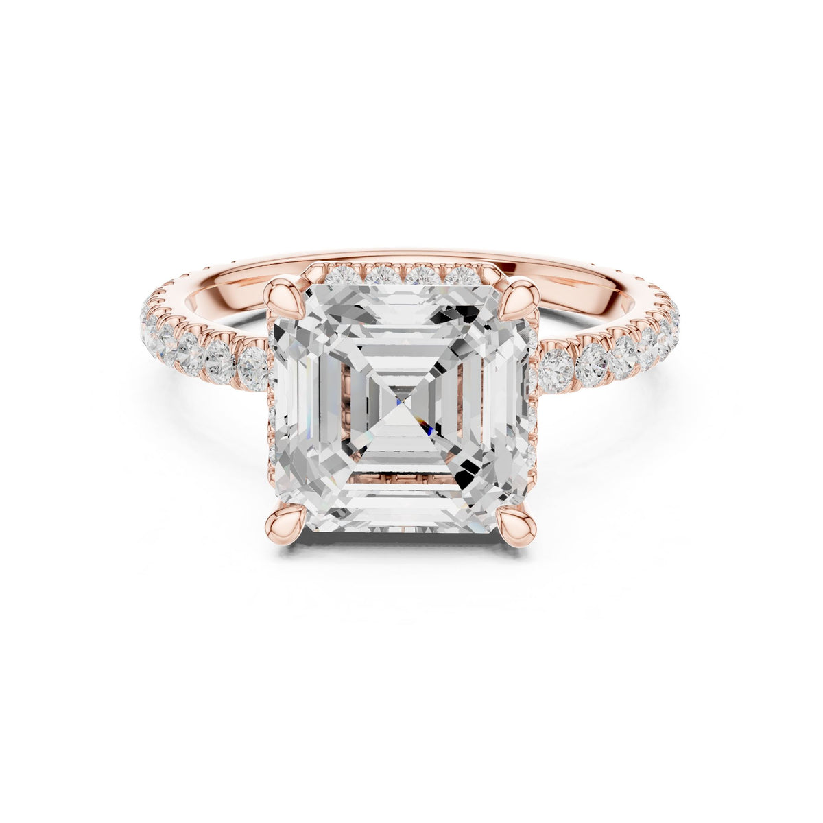 Asscher Hidden Halo Lab Grown Diamond Engagement Ring