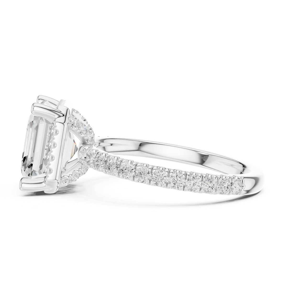 Asscher Hidden Halo Lab Grown Diamond Engagement Ring