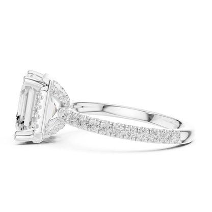 Asscher Hidden Halo Lab Grown Diamond Engagement Ring